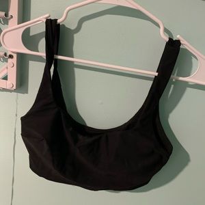 AERIE LONGLINE SCOOP BLACK BIKINI TOP